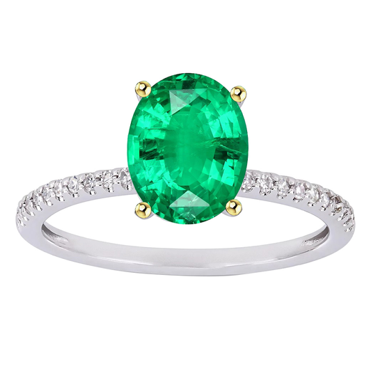 Oval Emerald ring in 14K Two Tone Gold – main view