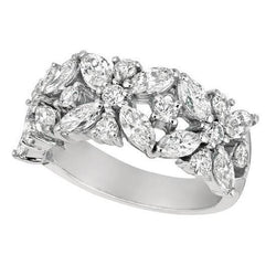 2 Carat Marquise And Round Lab Grown Diamonds Engagement Band White Gold 18K New