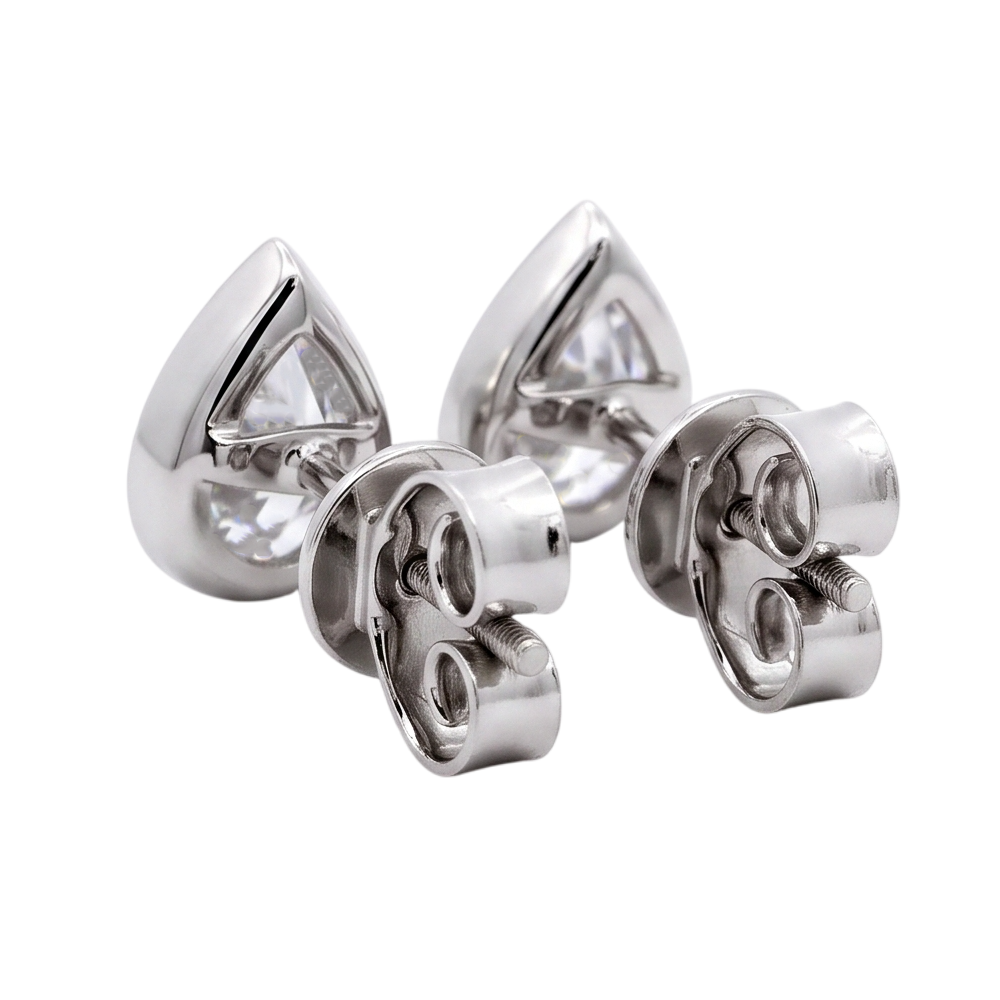2 Carat Pear Cut Lab Grown Diamonds Stud Earring White Gold 14K