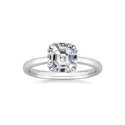 2ct Asscher Natural Diamond Band Solitaire Ring