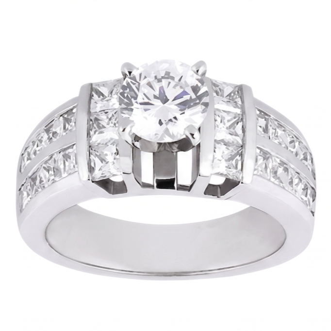 3.01 Carat Natural Earth Mined Diamond ( Not Lab Grown )  Anniversary Ring White Gold 14K