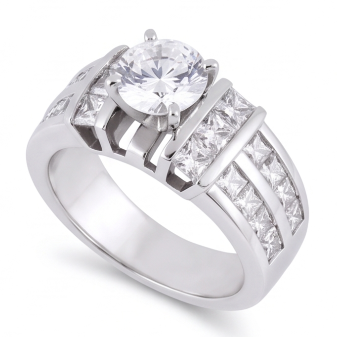 3.01 Carat Natural Earth Mined Diamond ( Not Lab Grown )  Anniversary Ring White Gold 14K