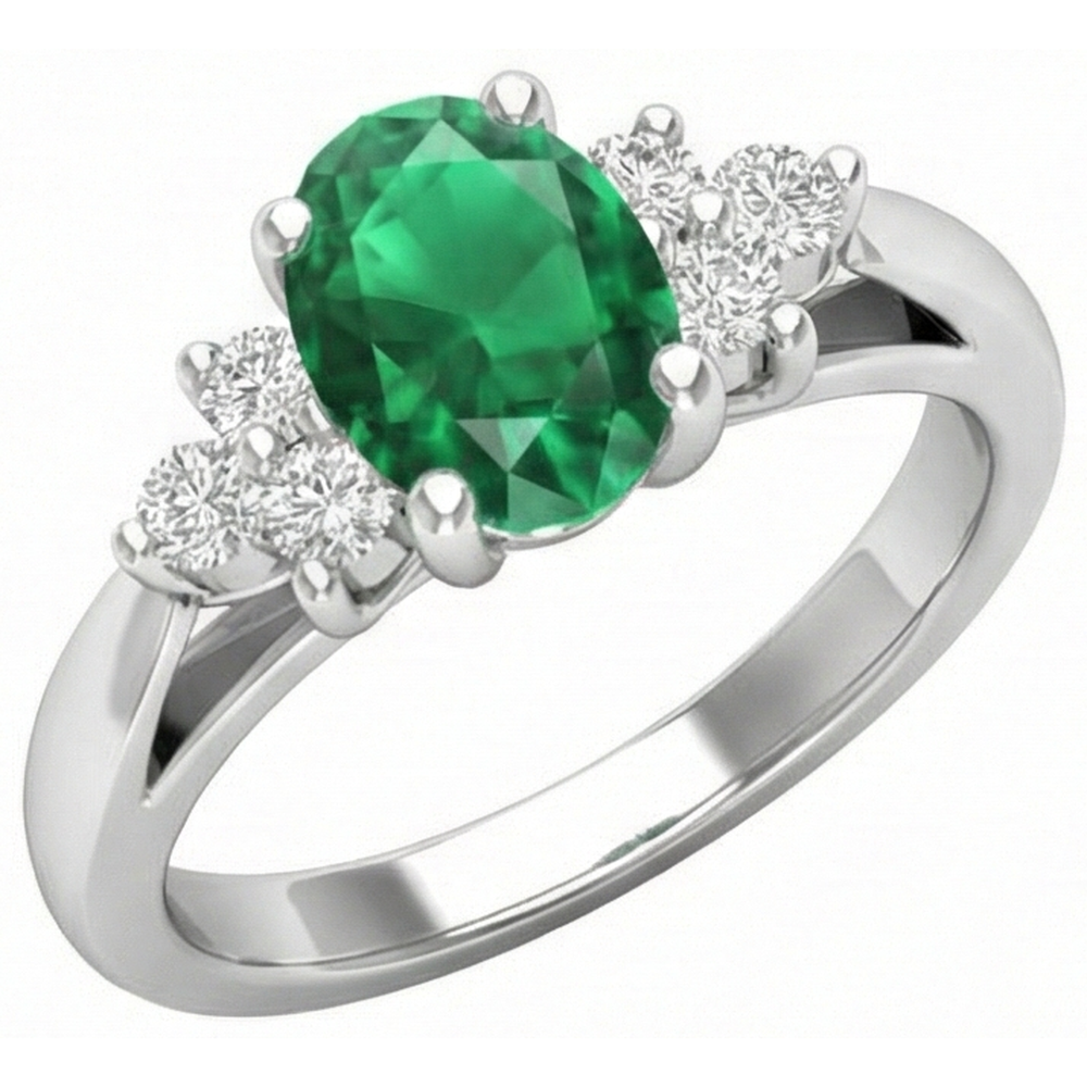 natural round emerald 3.10ct ring top view