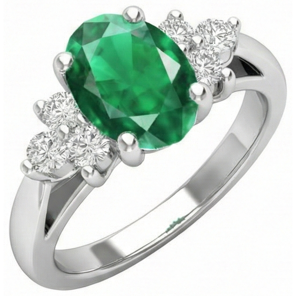 natural round emerald 3.10ct ring side angle