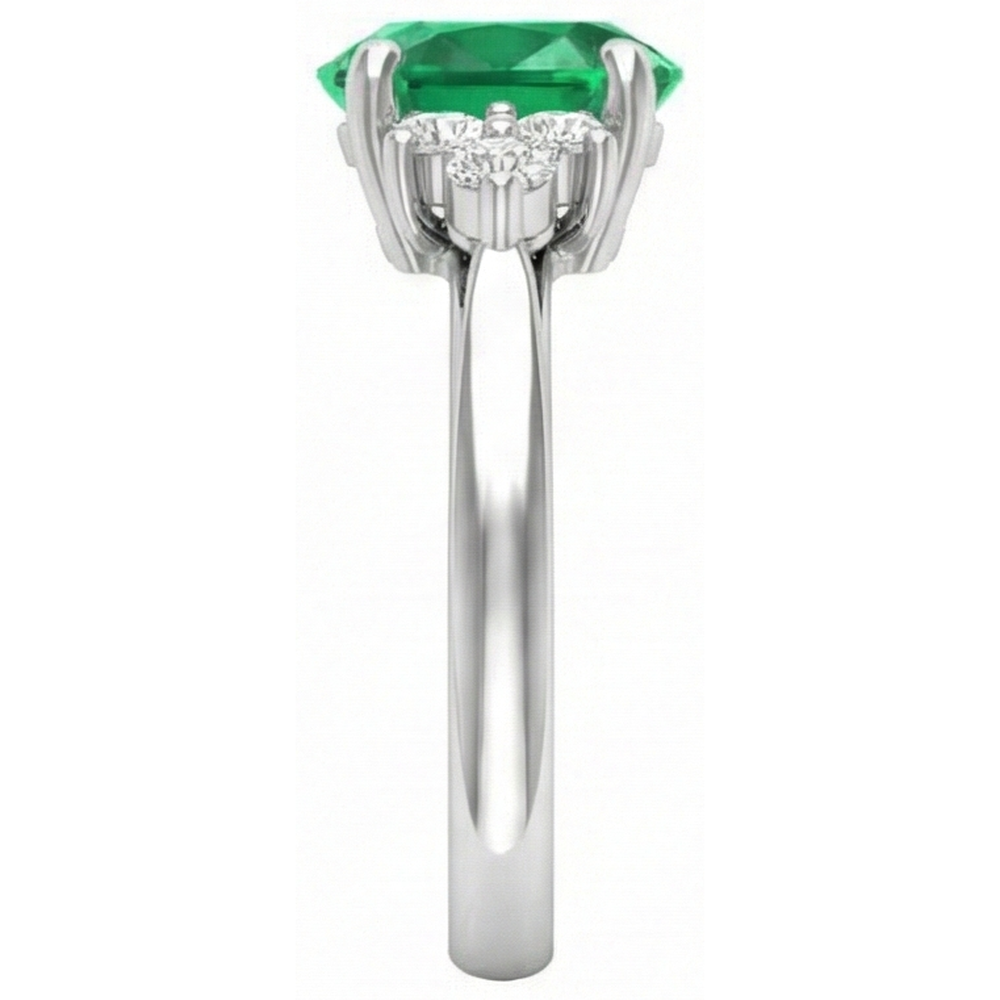 natural round emerald 3.10ct ring profile view
