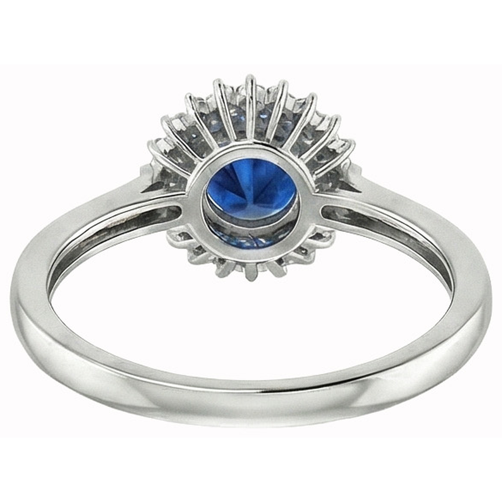 3.10 Ct Round Ceylon Blue Sapphire & Natural Earth Mined Diamond ( Not Lab Grown ) s Ring WG 14K