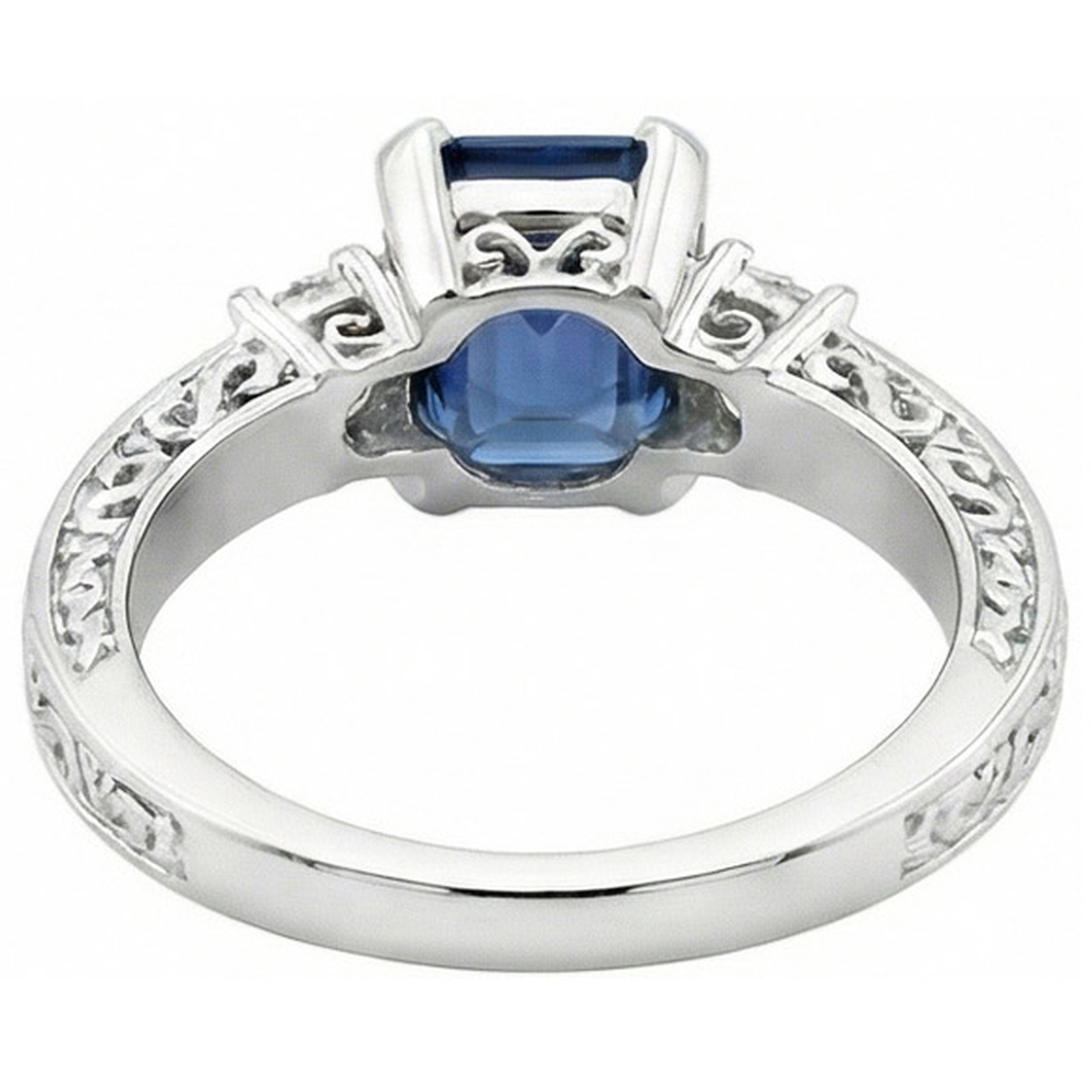 natural round sapphire 3.15ct ring on white background