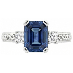 Natural Sapphire Ring 3.15ct - White Gold 14K