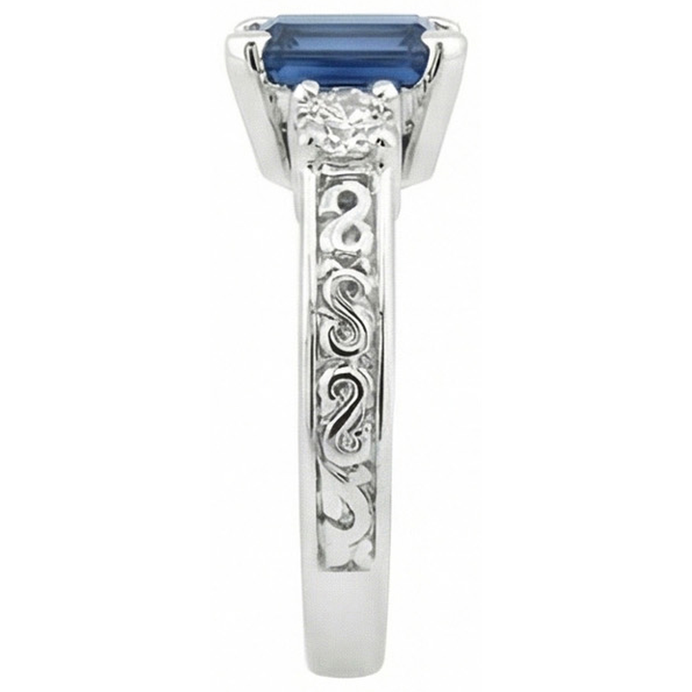natural round sapphire 3.15ct ring profile view
