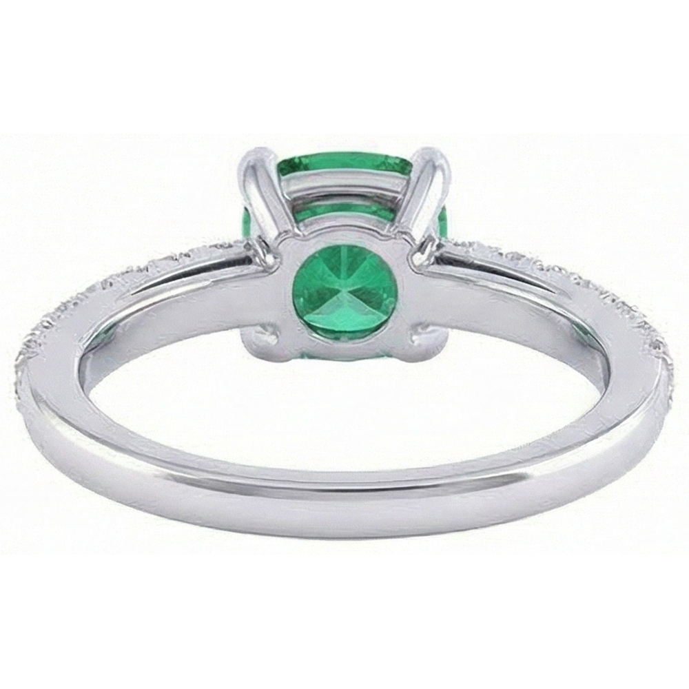 3.2 Ct Green Emerald With Natural Earth Mined Diamond ( Not Lab Grown ) Wedding Ring White Gold 14K