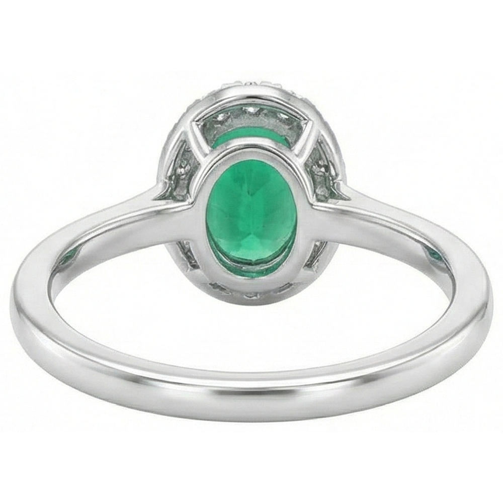3.2 Ct Oval Cut Green Emerald Natural Earth Mined Diamond ( Not Lab Grown ) Wedding Ring White Gold 14K