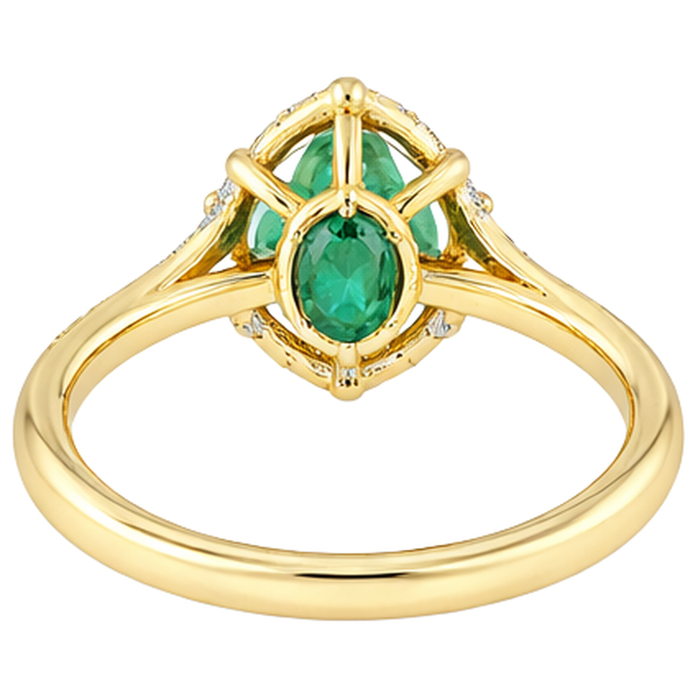 3.20 Carats Green Emerald And Natural Earth Mined Diamond ( Not Lab Grown )s Engagement Ring Yellow Gold 14K