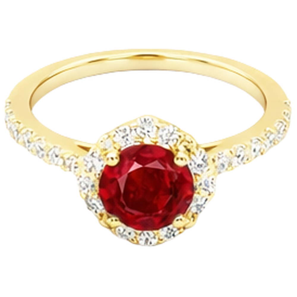 3.20 Carats Red Ruby With Natural Earth Mined Diamond ( Not Lab Grown )s Ring Yellow Gold 14K