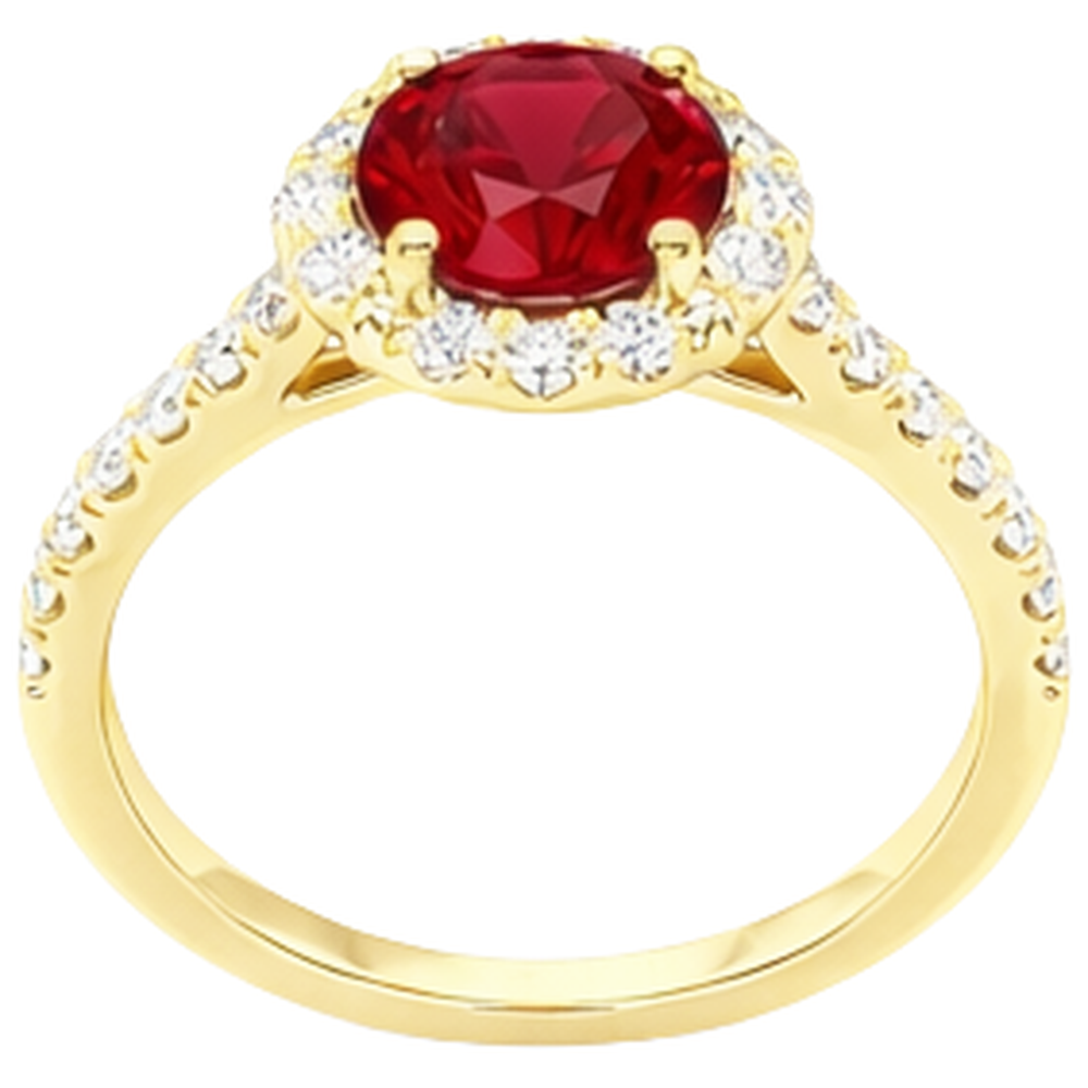 3.20 Carats Red Ruby With Natural Earth Mined Diamond ( Not Lab Grown )s Ring Yellow Gold 14K
