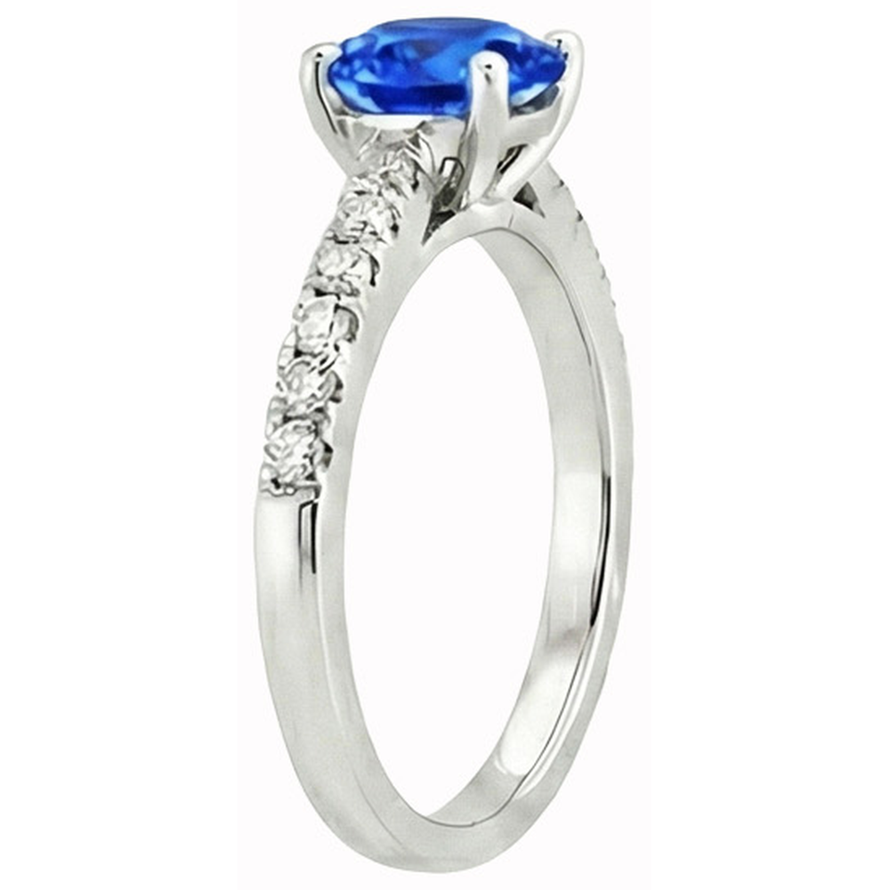 3.20 Ct Sri Lankan Sapphire And Natural Earth Mined Diamond ( Not Lab Grown ) s Ring Gold 14K 4 Prong Set