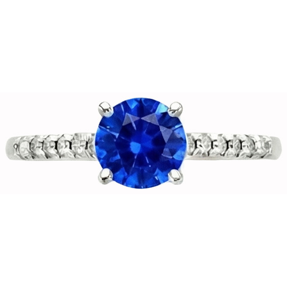 3.20 Ct Sri Lankan Sapphire And Natural Earth Mined Diamond ( Not Lab Grown ) s Ring Gold 14K 4 Prong Set