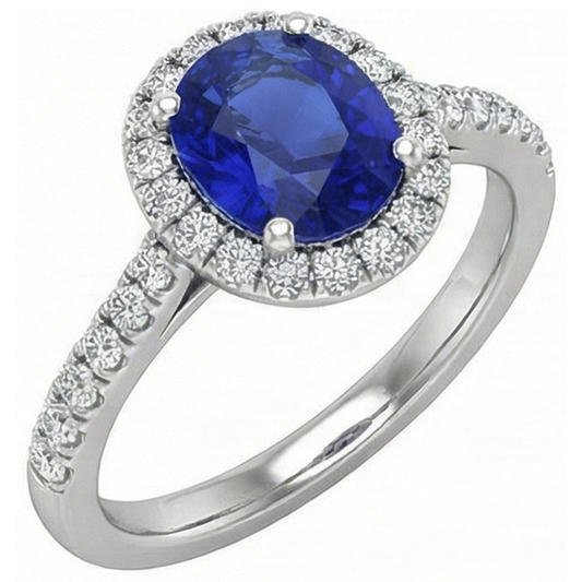 natural round sapphire 3.25ct ring front view