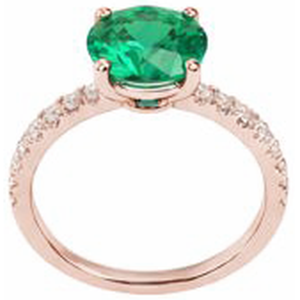 natural round emerald 3.25ct ring top view