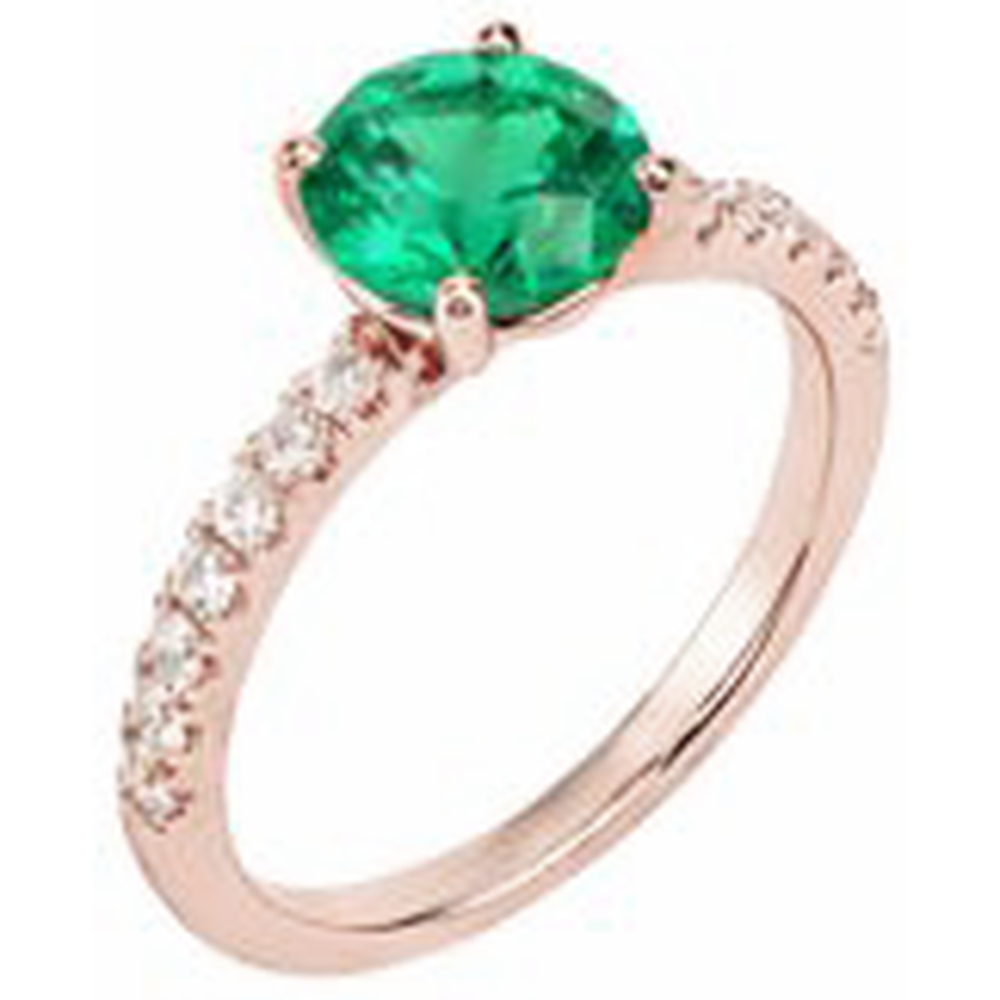 natural round emerald 3.25ct ring profile view