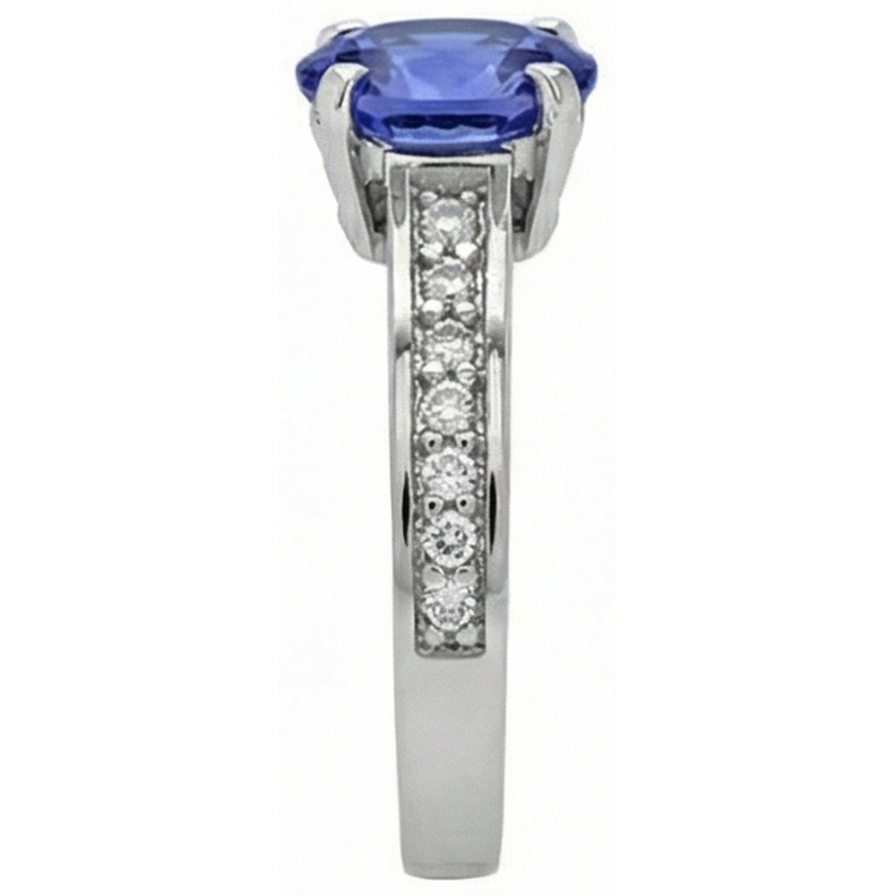 3.25 Carats Tanzanite And Natural Earth Mined Diamond ( Not Lab Grown ) Engagement Ring 14K White Gold