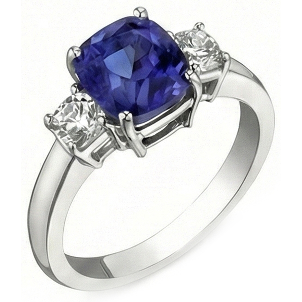 natural round sapphire 3.25ct ring side angle