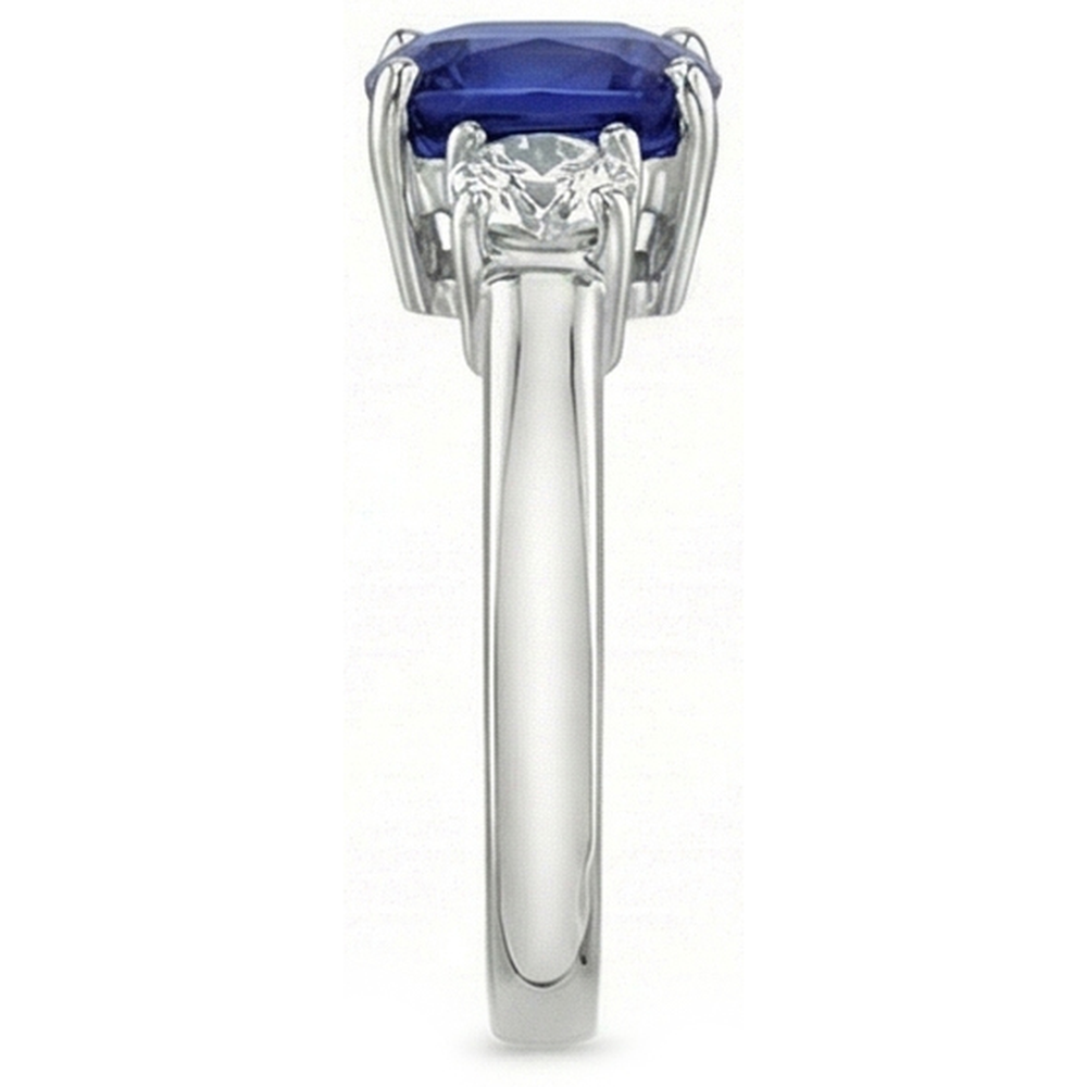 natural round sapphire 3.25ct ring top view