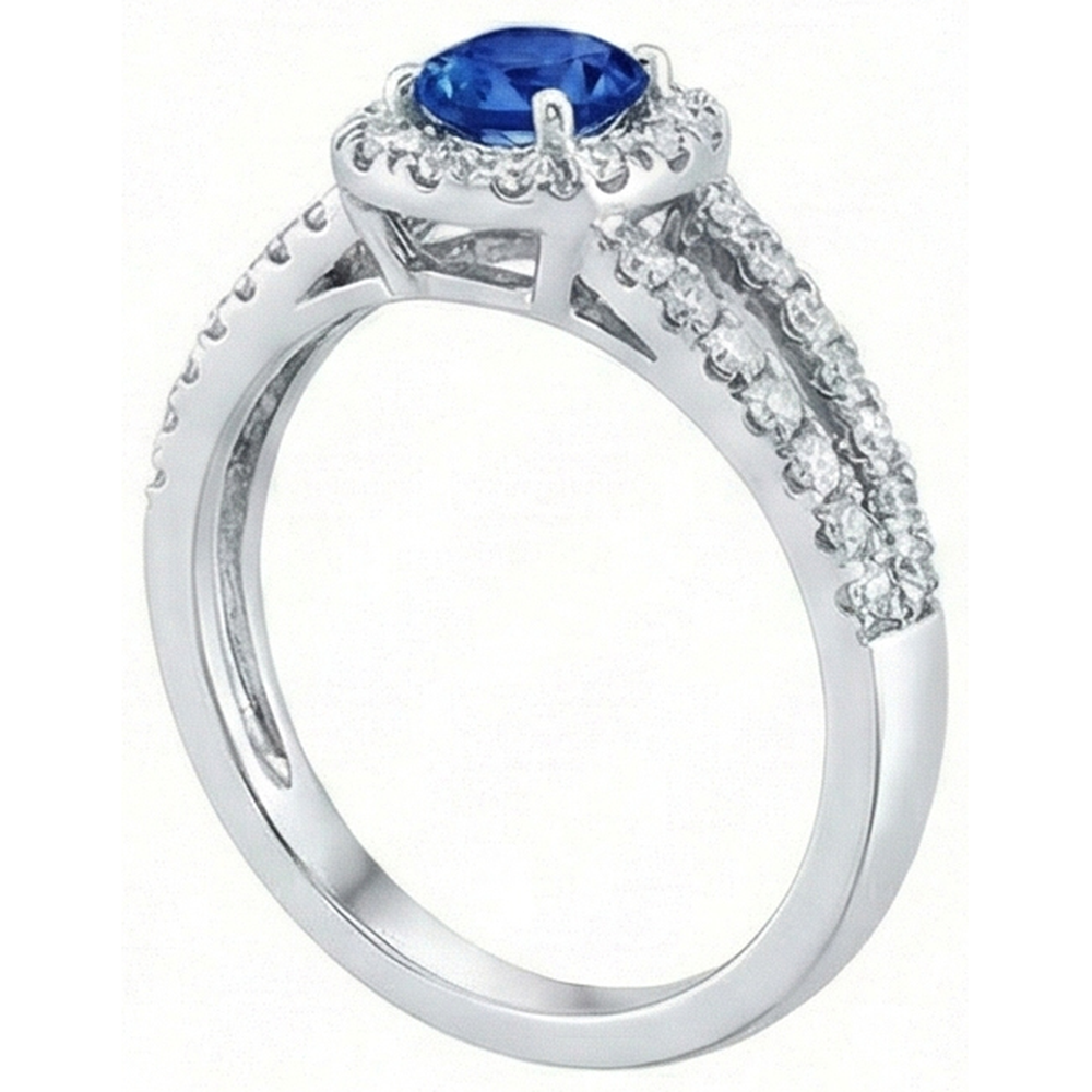 3.25 Ct Brilliant Cut Ceylon Sapphire Natural Earth Mined Diamond ( Not Lab Grown )s Ring White Gold 14K