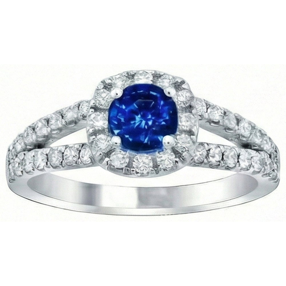 3.25 Ct Brilliant Cut Ceylon Sapphire Natural Earth Mined Diamond ( Not Lab Grown )s Ring White Gold 14K