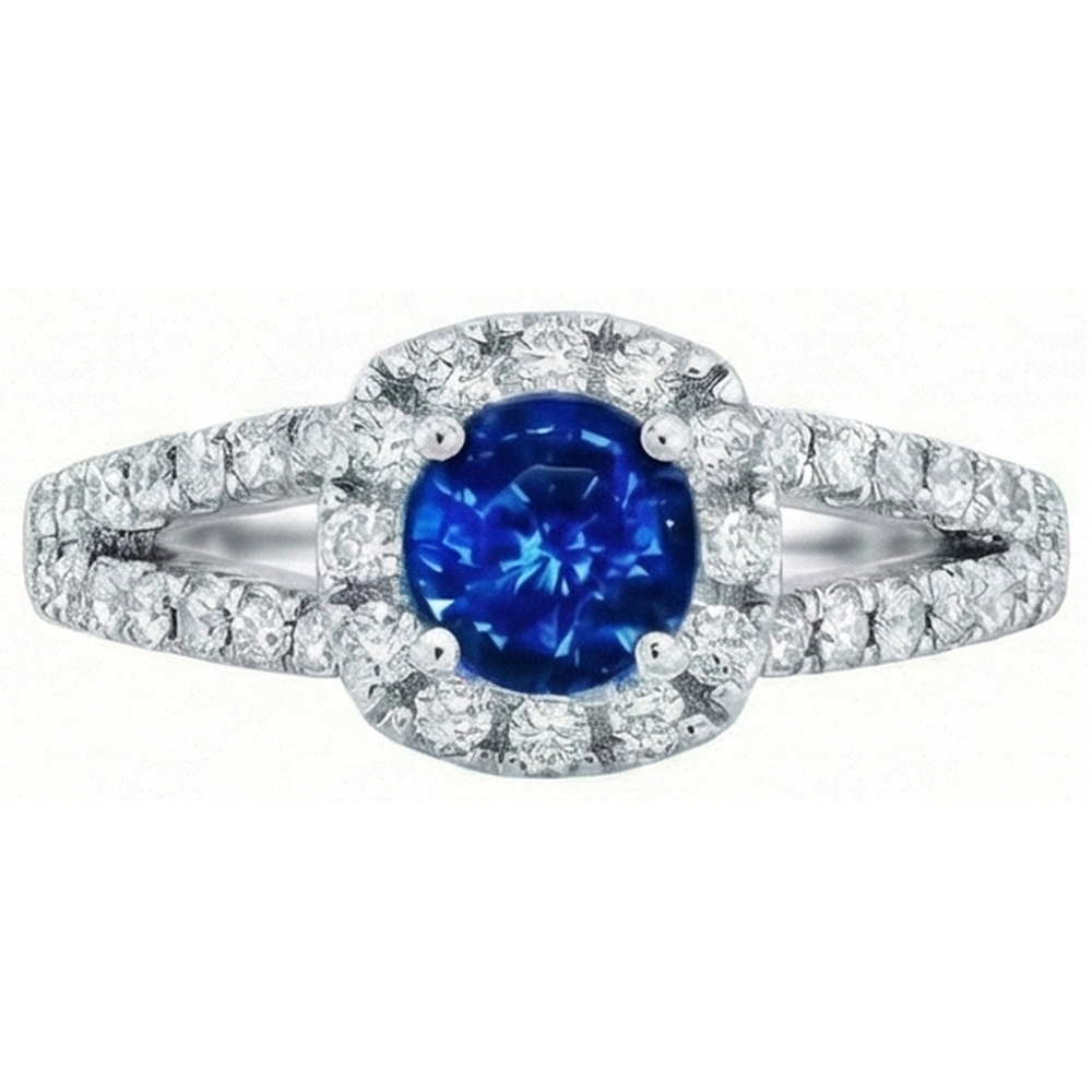 3.25 Ct Brilliant Cut Ceylon Sapphire Natural Earth Mined Diamond ( Not Lab Grown )s Ring White Gold 14K