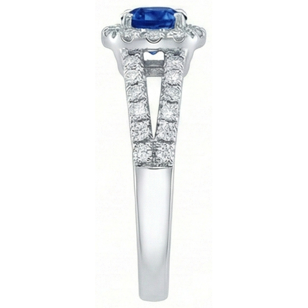 3.25 Ct Brilliant Cut Ceylon Sapphire Natural Earth Mined Diamond ( Not Lab Grown )s Ring White Gold 14K
