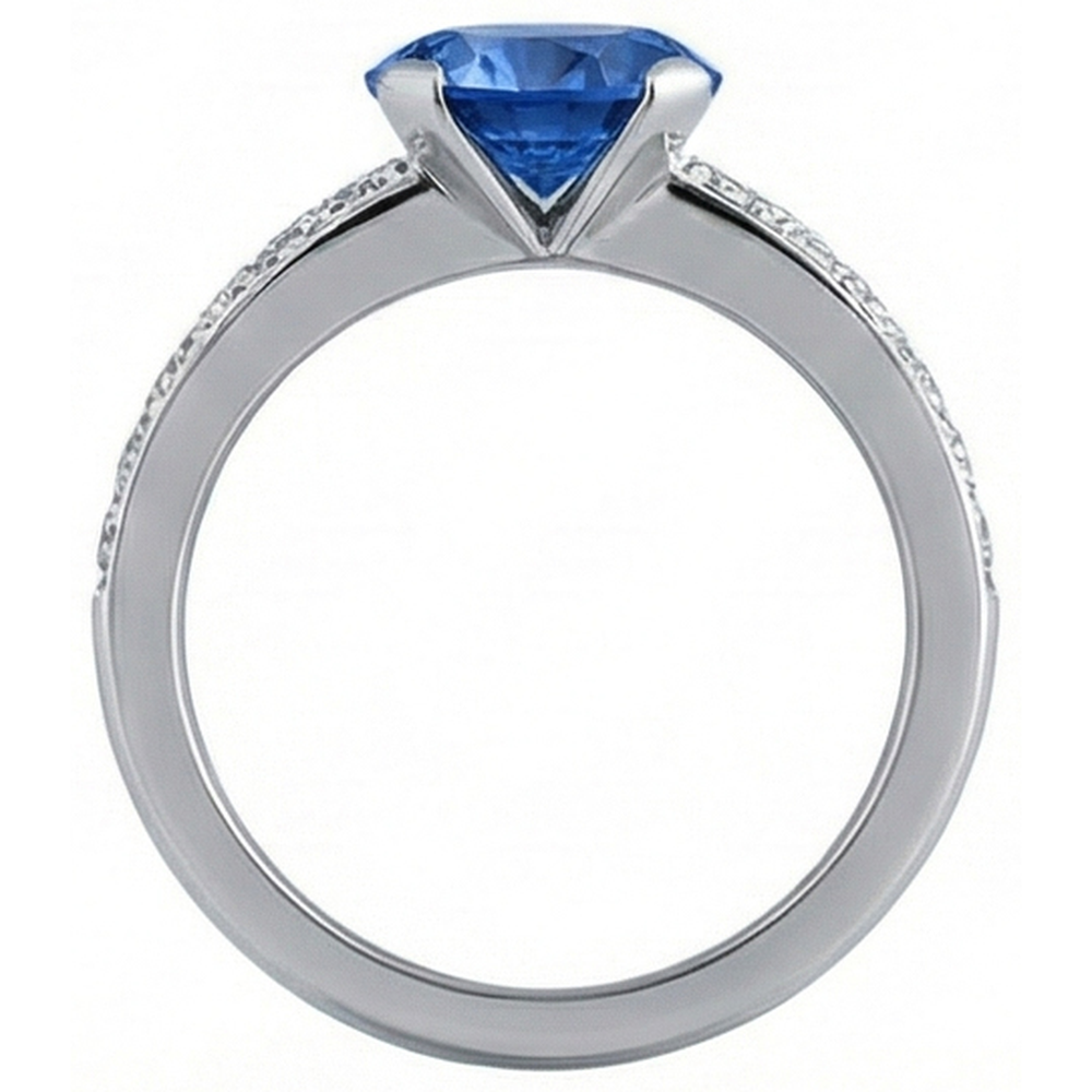 3.25 Ct Round Sri Lanka Sapphire Natural Earth Mined Diamond ( Not Lab Grown ) s Ring Gold 14K