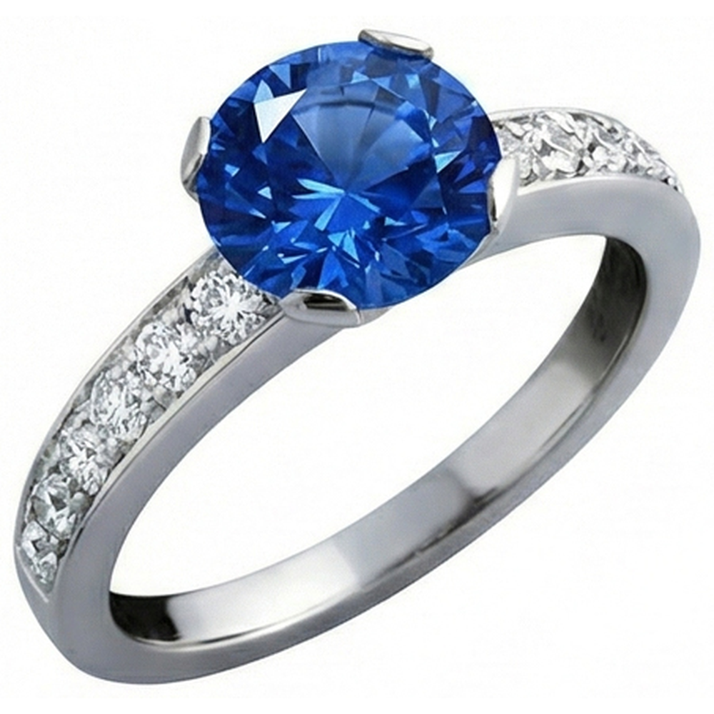 3.25 Ct Round Sri Lanka Sapphire Natural Earth Mined Diamond ( Not Lab Grown ) s Ring Gold 14K