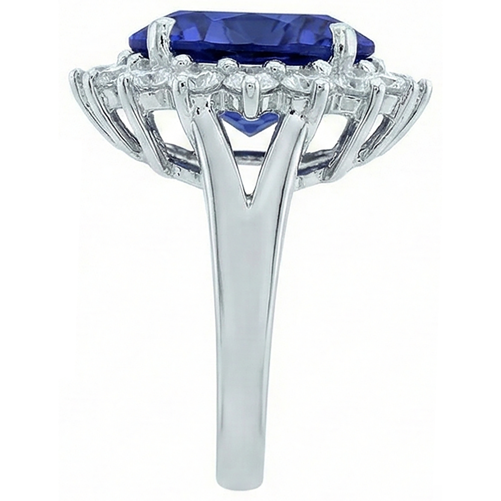 3.26 Carats Tanzanite And Round Natural Earth Mined Diamond ( Not Lab Grown ) s Ring White Gold 14K