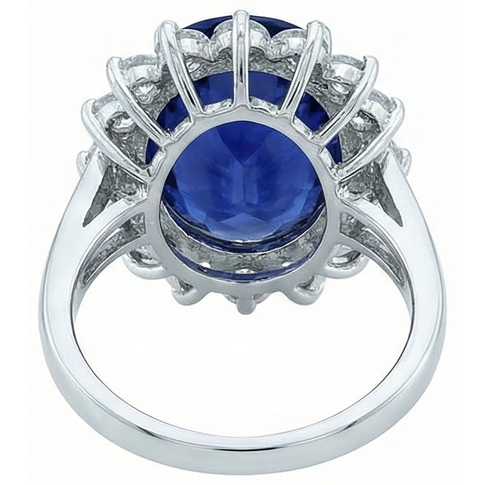 3.26 Carats Tanzanite And Round Natural Earth Mined Diamond ( Not Lab Grown ) s Ring White Gold 14K