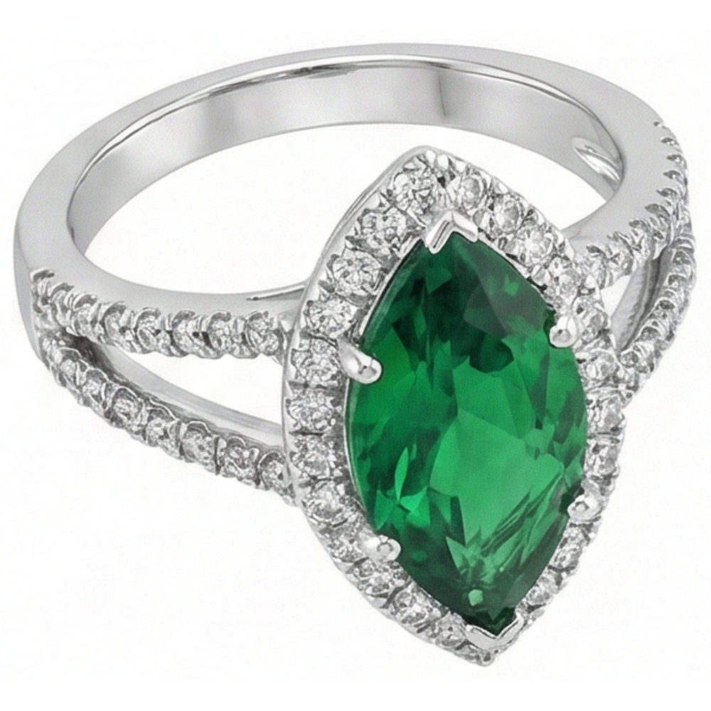 natural round emerald 3.35ct ring side angle
