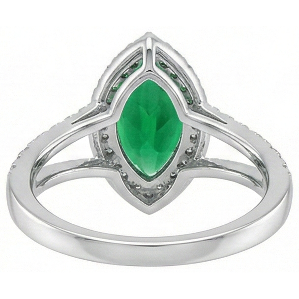 natural round emerald 3.35ct ring with diamond accents