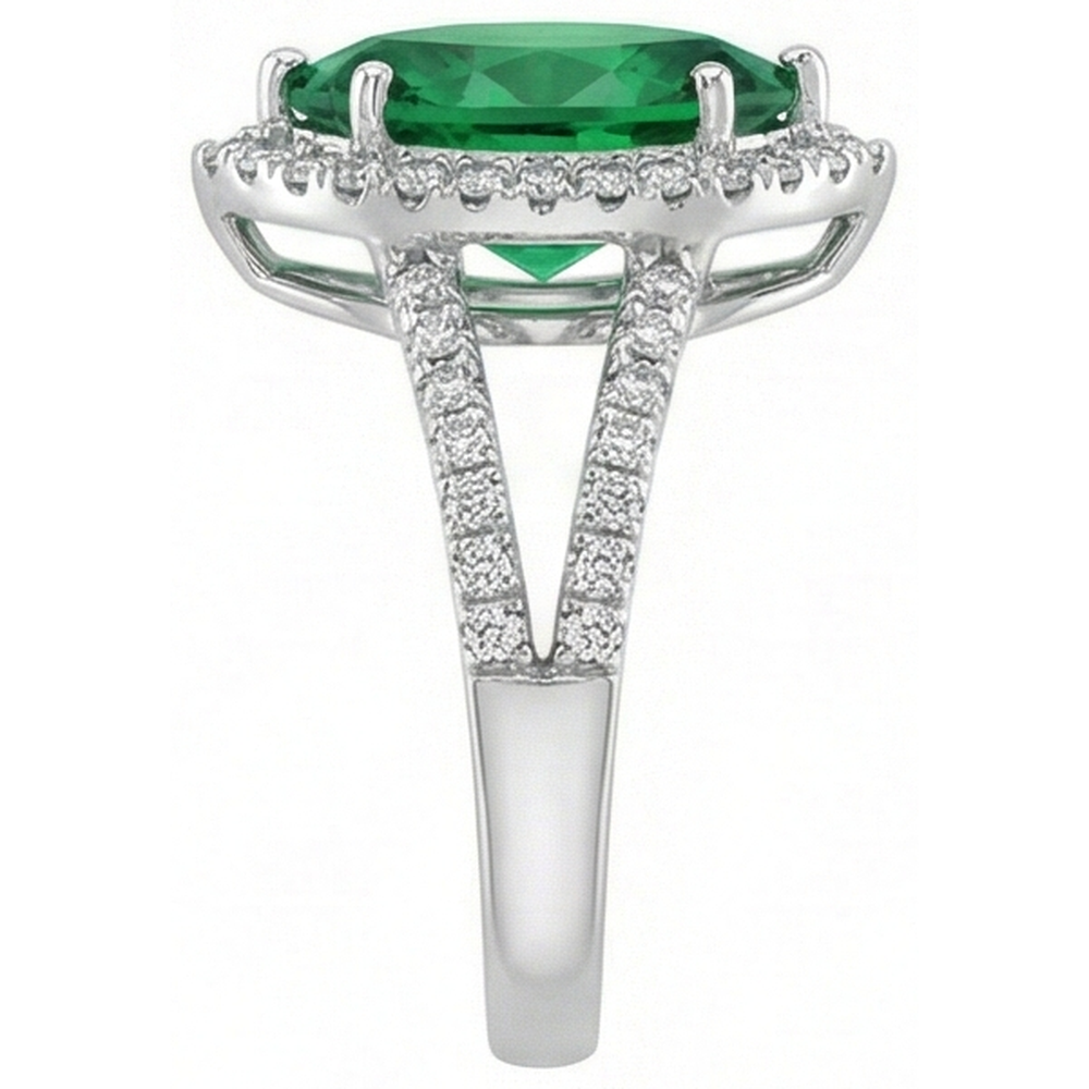 natural round emerald 3.35ct ring profile view