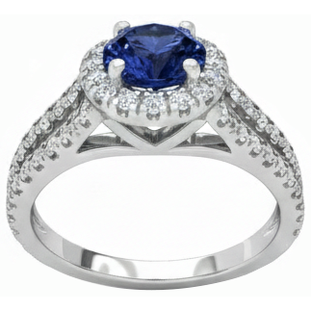 natural round tanzanite 3.35ct ring side angle