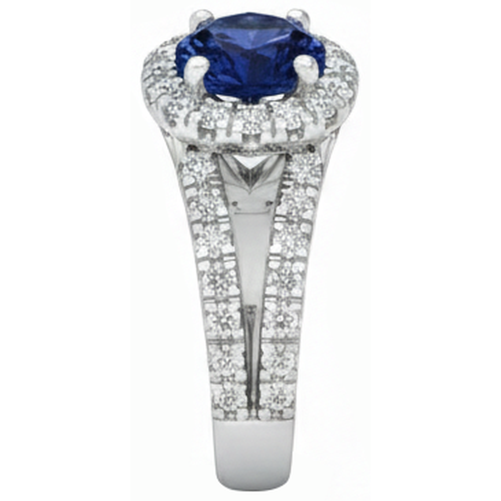 natural round tanzanite 3.35ct ring top view