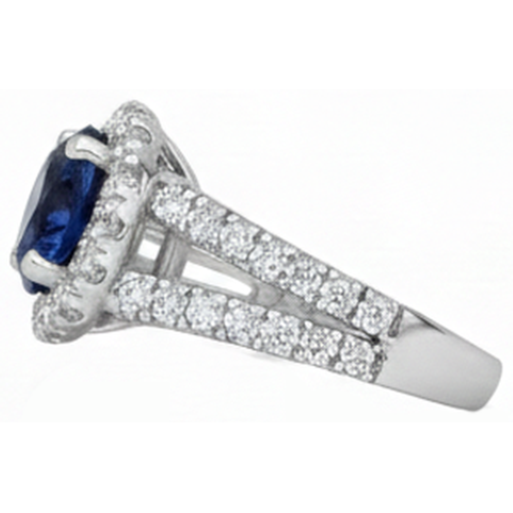 natural round tanzanite 3.35ct ring profile view
