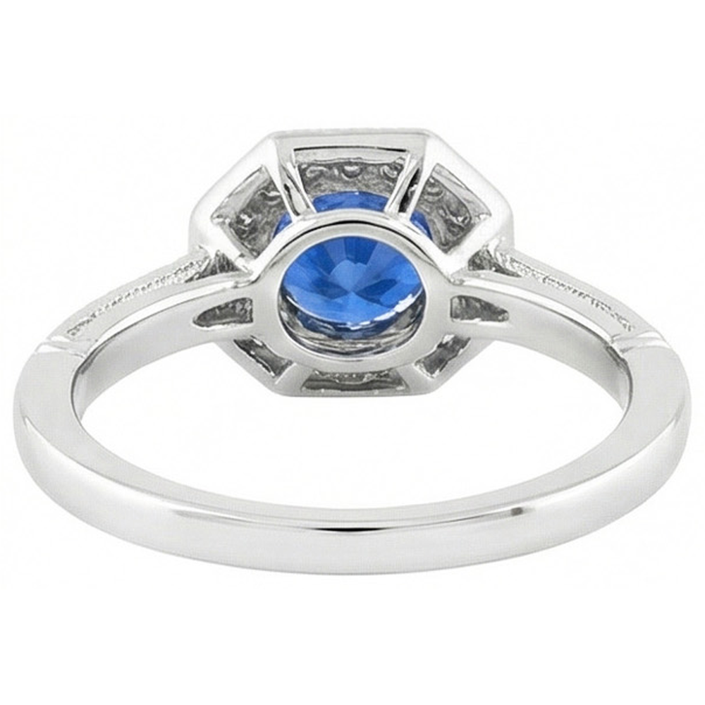 3.35 Ct Sri Lankan Sapphire And Natural Earth Mined Diamond ( Not Lab Grown ) s Ring White Gold 14K