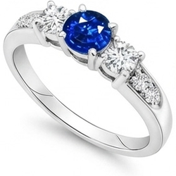 3.40 Carats Round Sri Lanka Sapphire Natural Earth Mined Diamond ( Not Lab Grown )s Wedding Ring