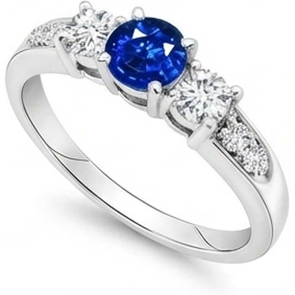 3.40 Carats Round Sri Lanka Sapphire Natural Earth Mined Diamond ( Not Lab Grown )s Wedding Ring