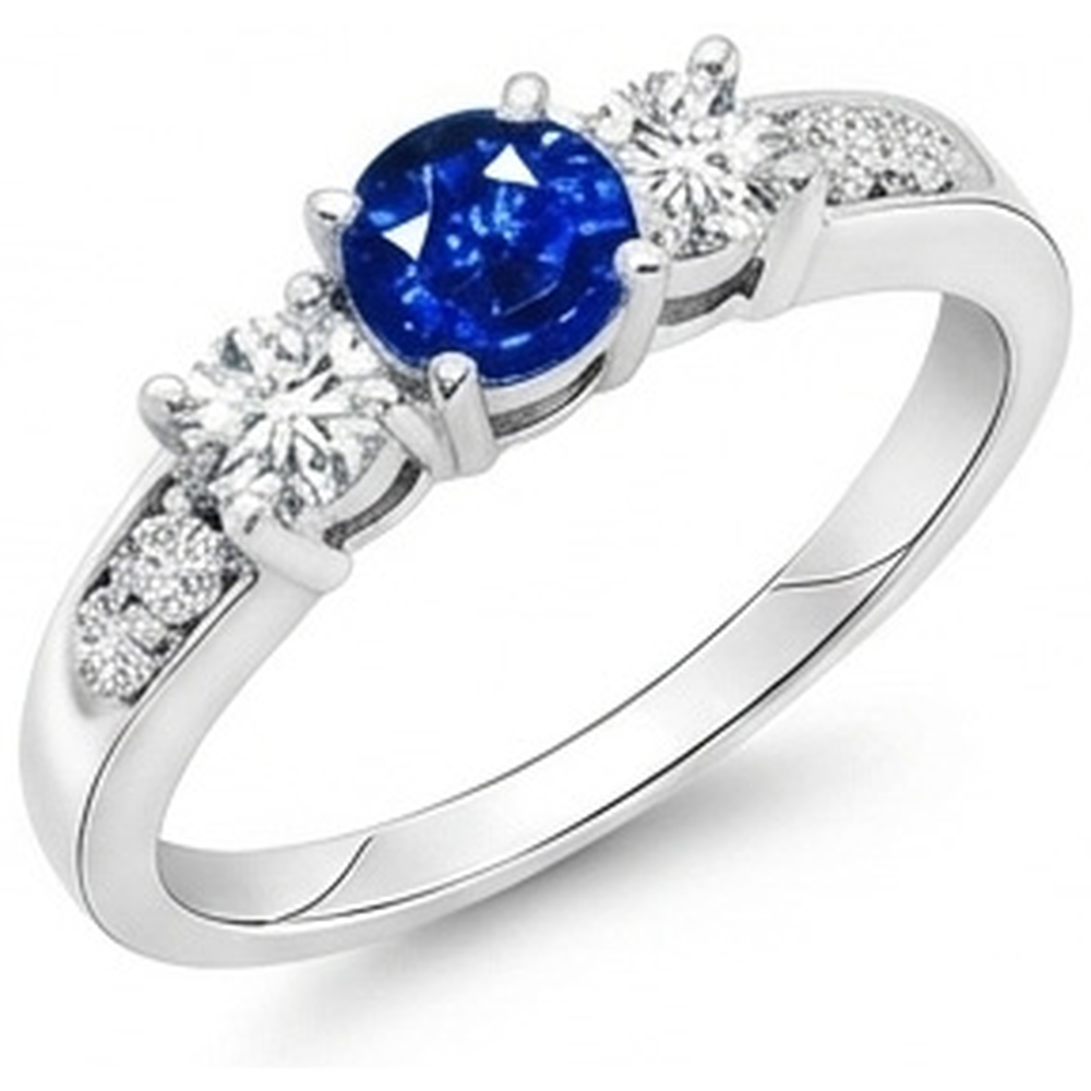 3.40 Carats Round Sri Lanka Sapphire Natural Earth Mined Diamond ( Not Lab Grown )s Wedding Ring