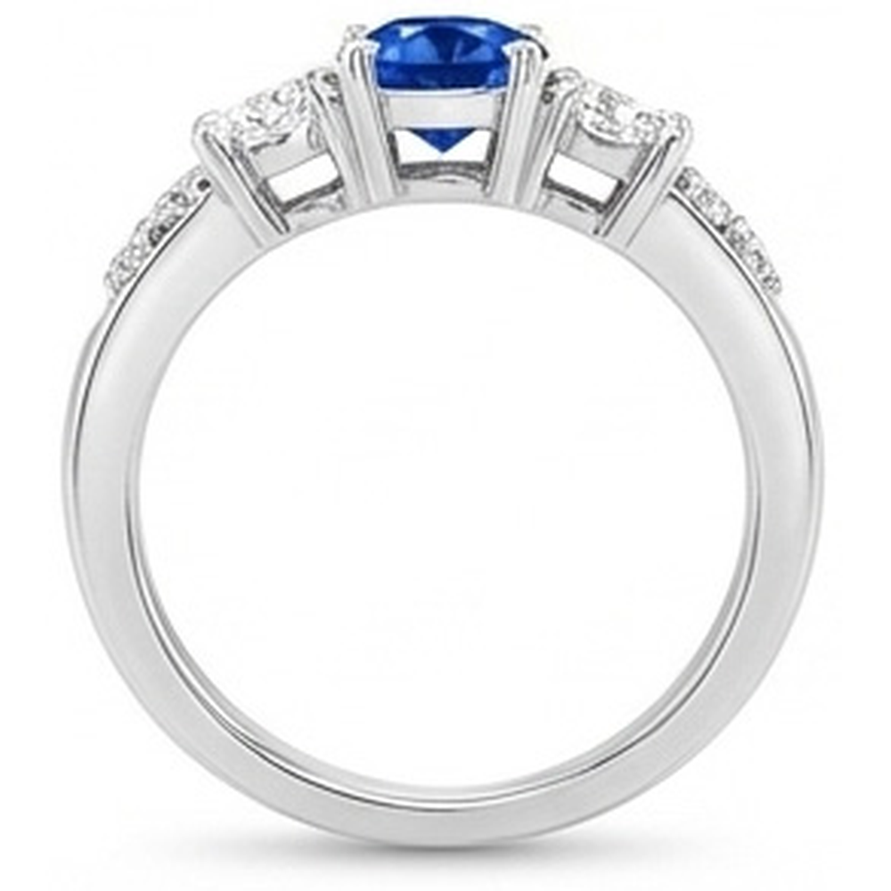 3.40 Carats Round Sri Lanka Sapphire Natural Earth Mined Diamond ( Not Lab Grown )s Wedding Ring