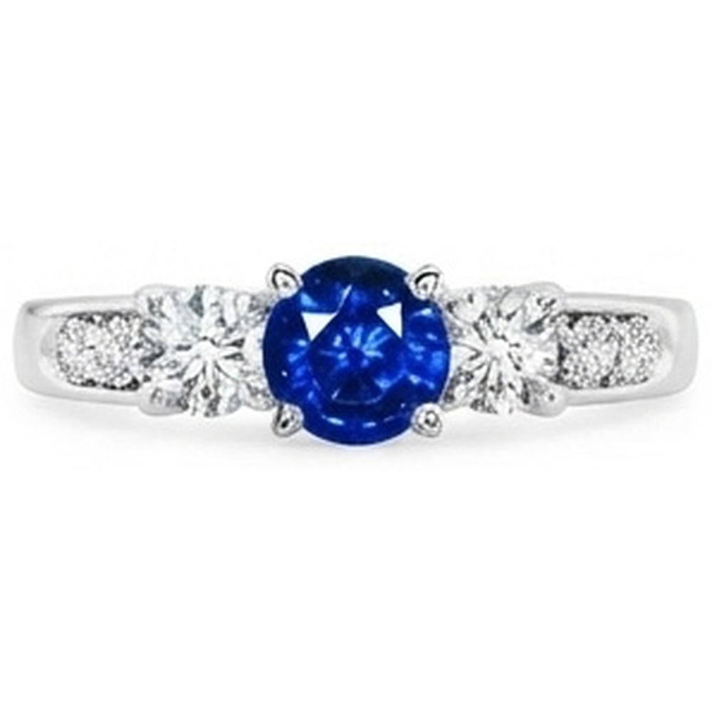3.40 Carats Round Sri Lanka Sapphire Natural Earth Mined Diamond ( Not Lab Grown )s Wedding Ring