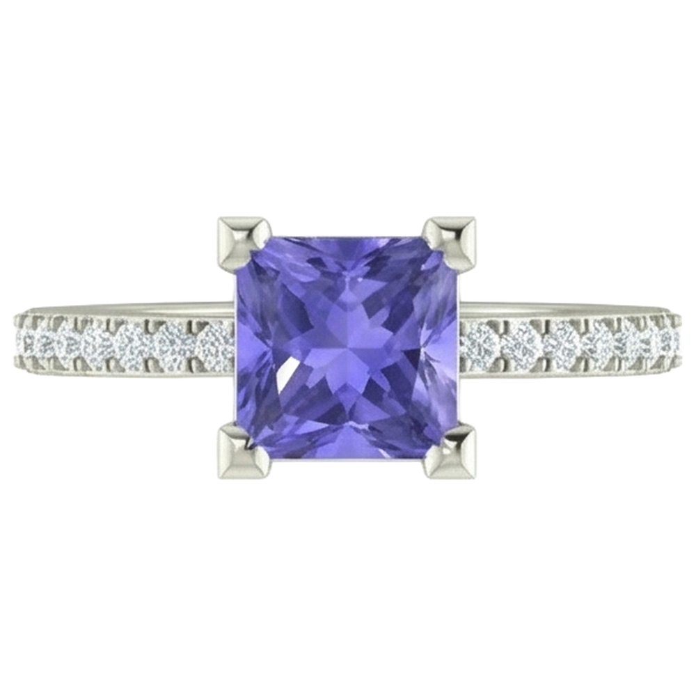 natural round tanzanite 3.40ct ring side angle