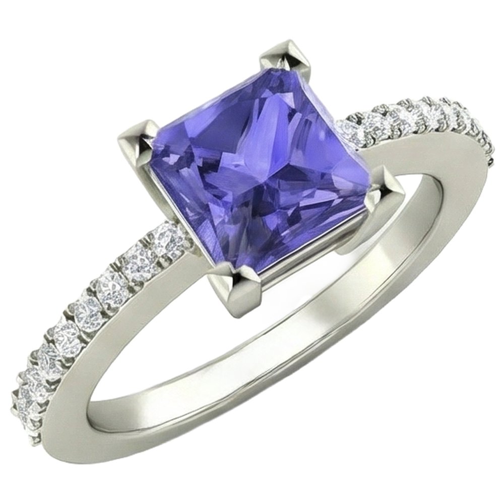 natural round tanzanite 3.40ct ring top view