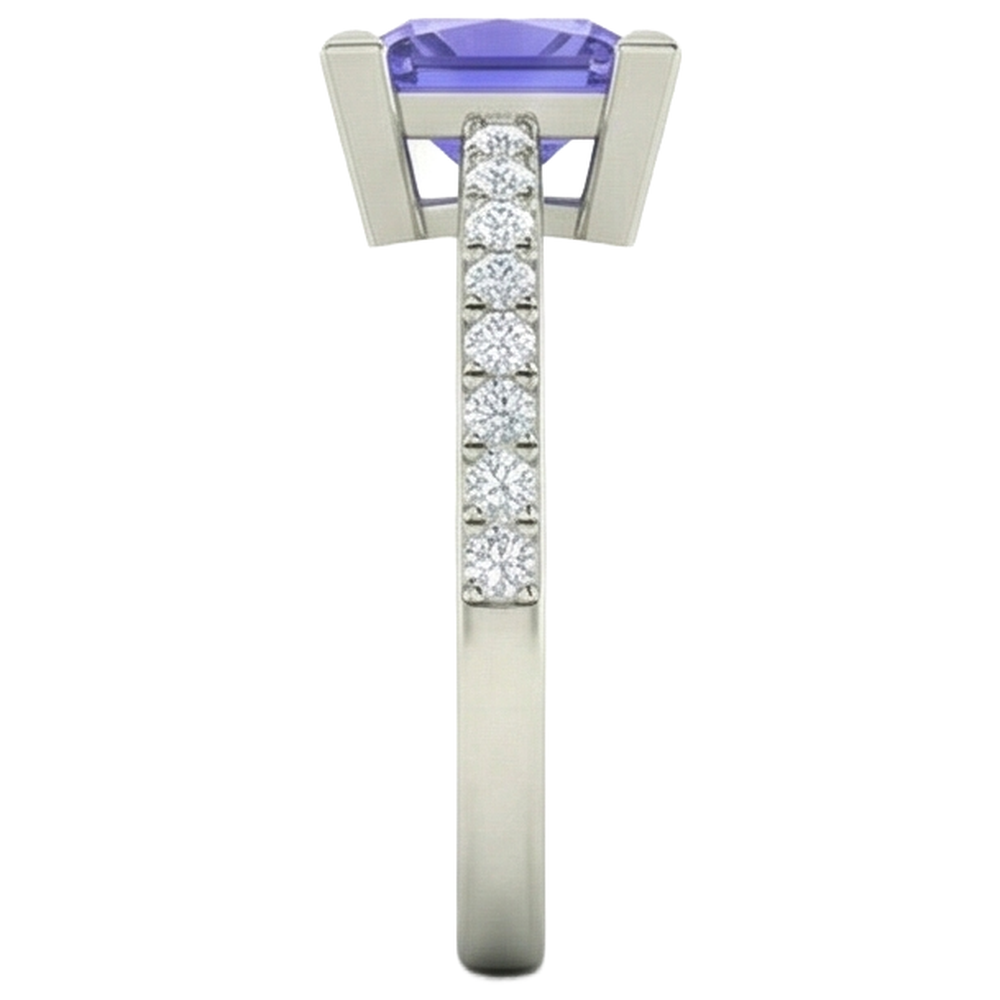 natural round tanzanite 3.40ct ring on white background