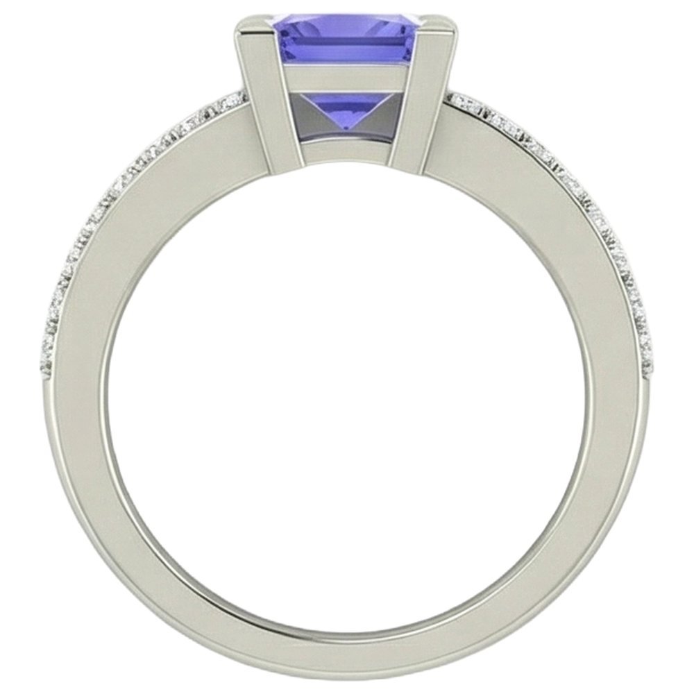natural round tanzanite 3.40ct ring with diamond accents
